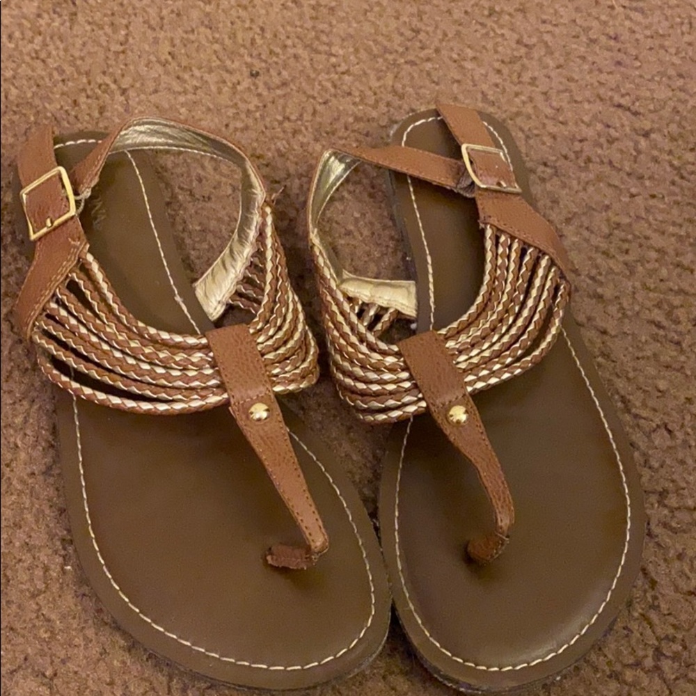 Brown and gold sandals